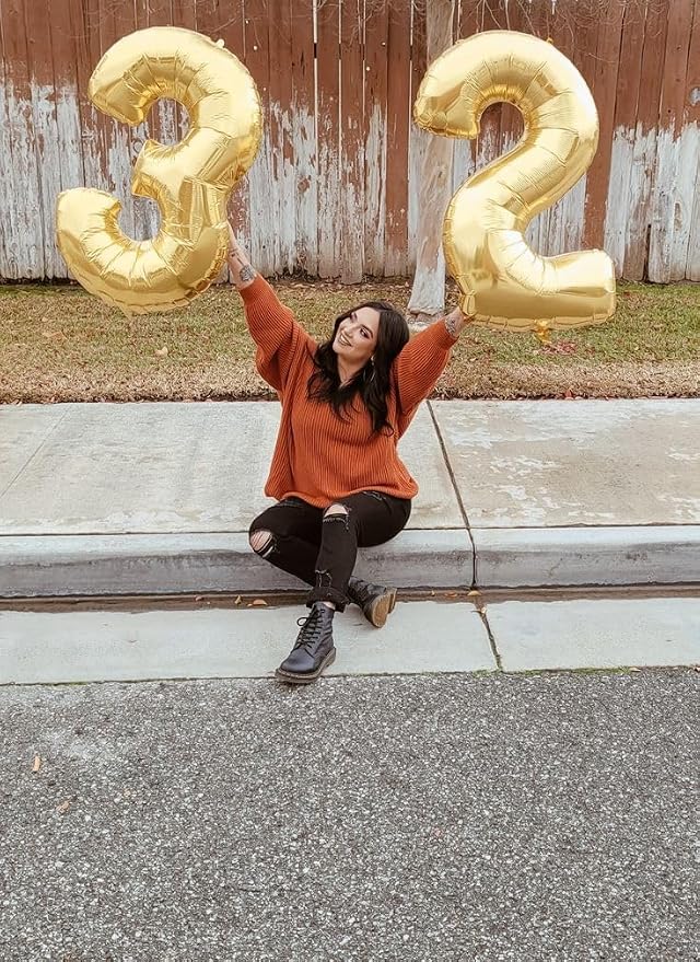 2 Balloon Number 40 Inch Light Gold Balloons - Image 3