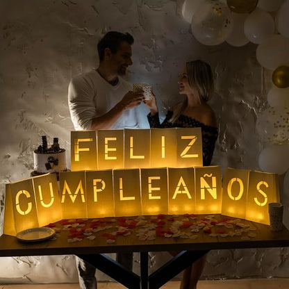 WYMM Feliz Cumpleaños Birthday Light Up Letters, Spanish Banner Decor | Spanish by Wymm_SayYes