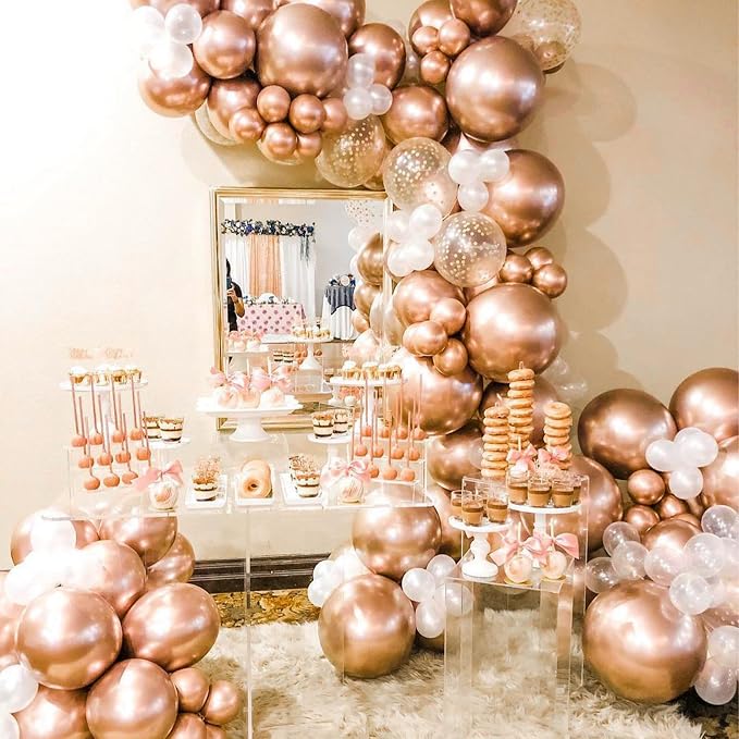 PartyWoo Metallic Rose Gold Balloons 100pcs 36 18 12 10 5 Inch | Balloons - Image 5