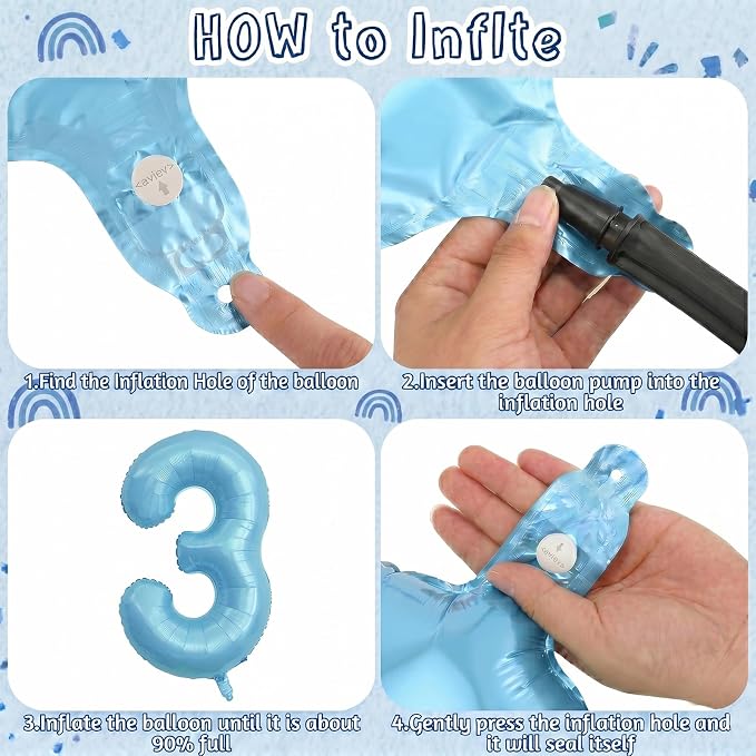 Pearlescent Blue Number 3 Balloon 40 Inch, PastelFoil - Image 5