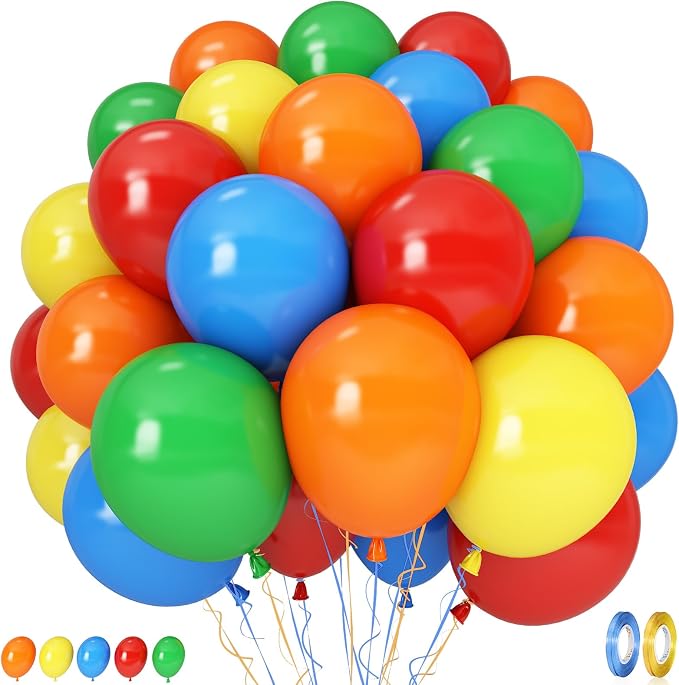 Red Yellow Blue Green Balloons, Rainbow Cartoon Theme Primary Color Latex by Govpy