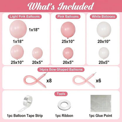 Pink Balloon Garland Arch Kit 148pcs, 18in Pink and White Coquette Balloon Set - Image 5