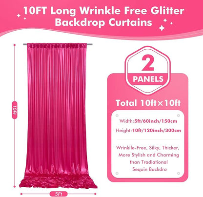 10x10ft Shimmer Hot Pink Sequin Backdrop Curtain - Image 6