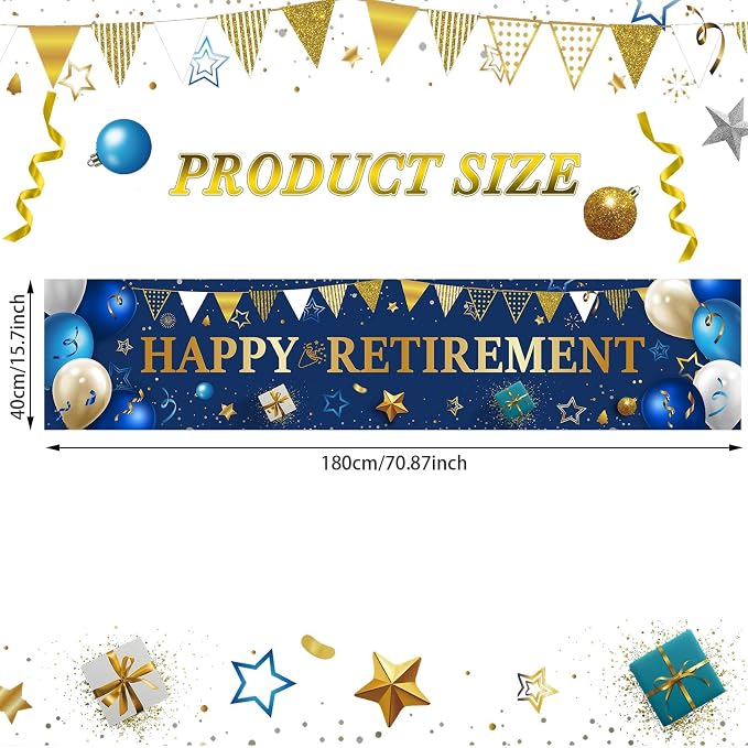 Blulu 2026 Retirement Banner Sign Horizontal Large Fabric Retirement Yard Sign - Image 2
