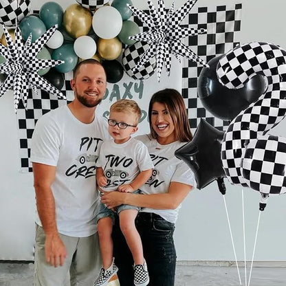 TONIFUL 2nd Birthday Balloons Kit 40 Inch Checkered Number 2 Foil Balloon | - Image 3