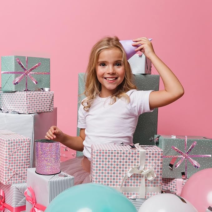 Pink Ribbon Metallic Balloon Curling Ribbon - Image 5