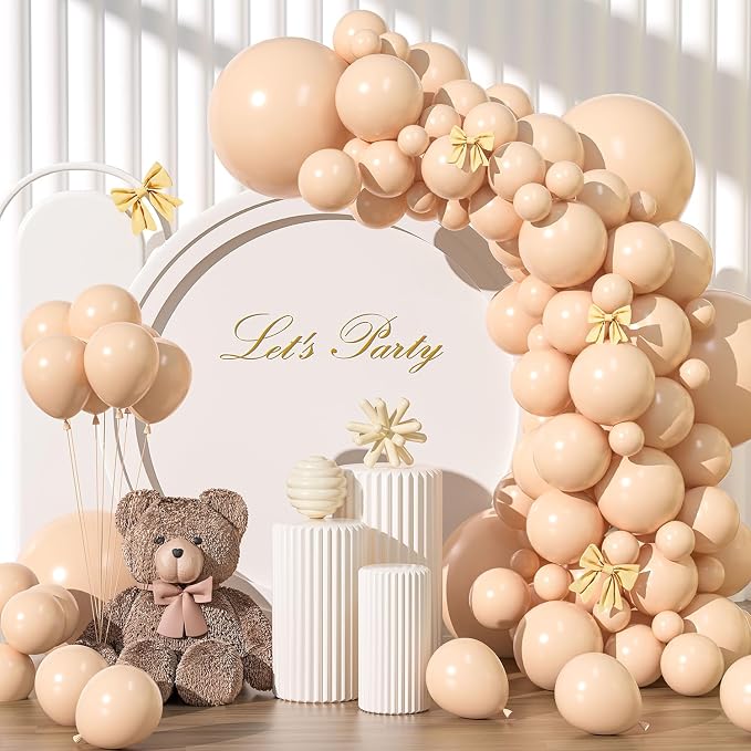 Nude Balloons Different Sizes 135pcs 18 12 10 5 Inch Light Brown Balloon Arch by YISHEBAPA
