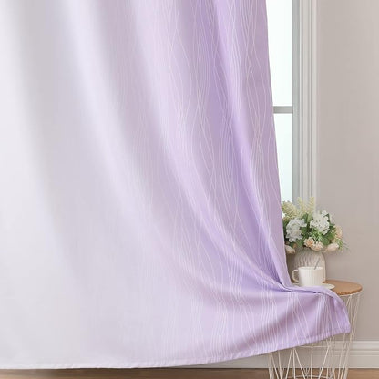 Lilac and Greyish White Blackout Curtains 54 Inch Length, Light Blocking - Image 6