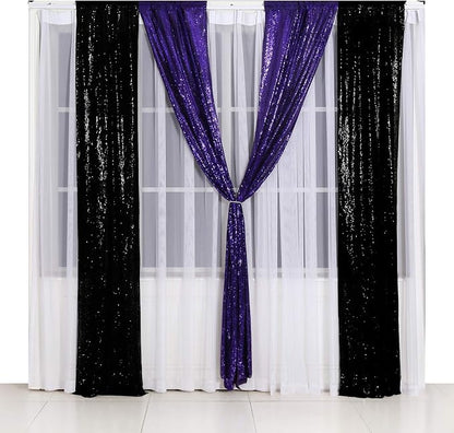 Poise3EHome 2ft x 8ft Purple Sequin Photography Backdrop Curtain 2 Panels - Image 6