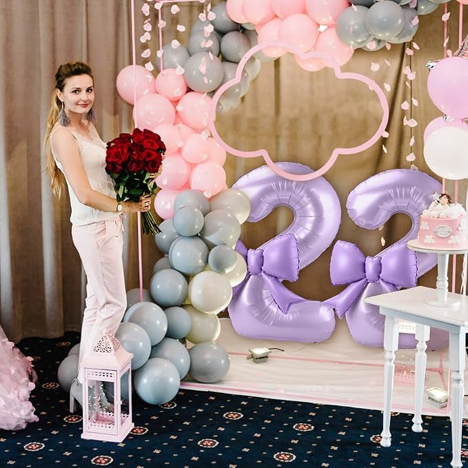 40 Inch Number 2 Balloon with Bow, Coquette Aesthetic Foil Balloon - Image 6