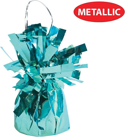 Beistle 50804 12-Piece LB Metallic Wrapped Balloon Weights, Light Blue - Image 3