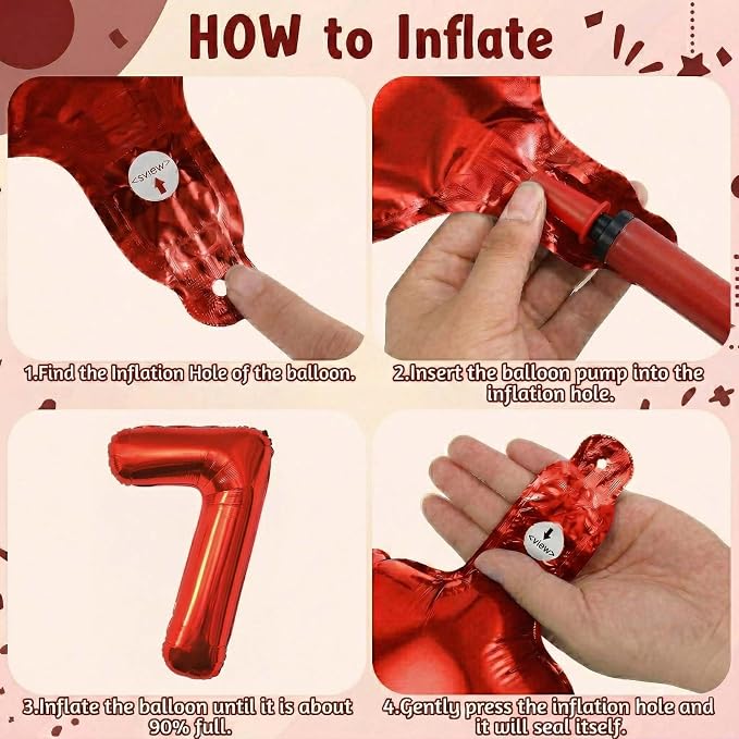 Red Number 17 Balloon 40 Inch, Foil Numeral - Image 5