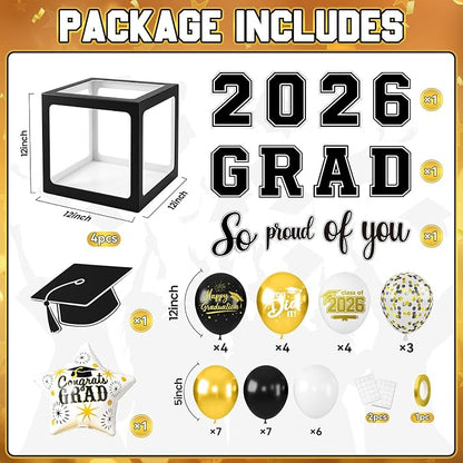 Graduation Decorations Class of 2026-Black and White Graduation Party - Image 2