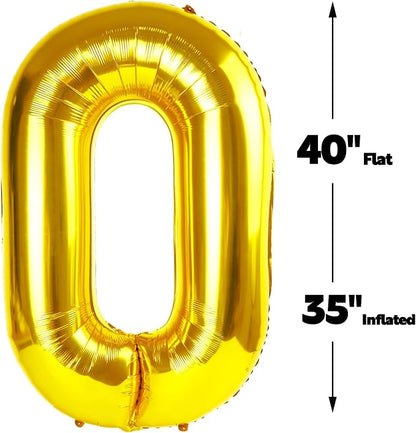 Gold Number 0 Balloon 40 inch, Balloon numbers party supplies, deco photo shoot - Image 2