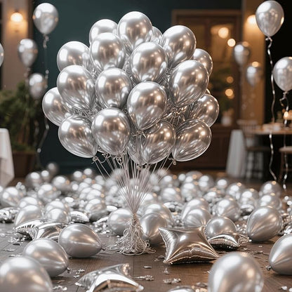300 Pcs Metallic Silver Balloons 12 Inch Silver Chrome Balloon - Image 5