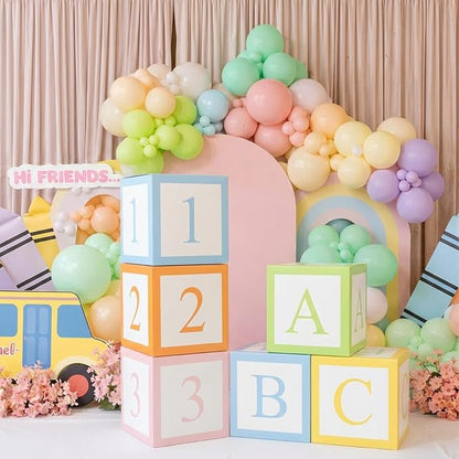 Gueevin English Teacher Party Decorations 6 Pcs Pastel Abc 123 Balloon Boxes by Gueevin