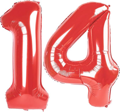 Red 14 Balloon - Number Balloon 40 Inch, 14th Red Birthday Decorations | Large by IWERP
