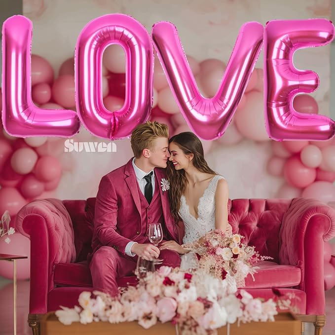 SUWEN 40 Inch Hot Pink Large Q Letter Balloons Big Foil Helium Letter A-Z | - Image 3