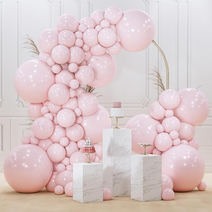 PartyWoo Pale Pink Balloons 100pcs Light Pastel Baby Pink Color | 18 12 10 5 by PartyWoo
