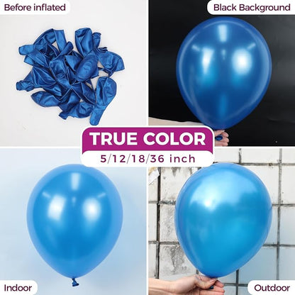 Bezente Pearl Blue Latex Round Helium Party Balloons 100 Pack 12 inch | Pearl - Image 2