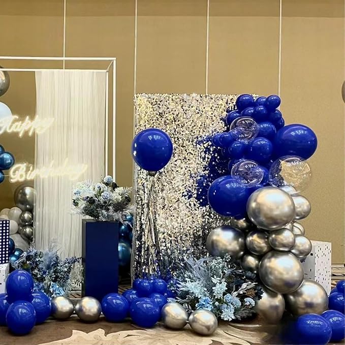 MEBAY Blue Silver Black Balloons Garland Arch Kit - Image 4