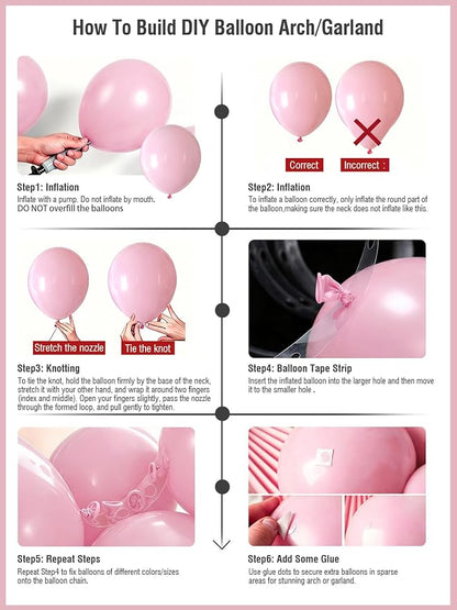 Pink Balloons 125 Pcs Different Sizes of 18 12 10 5 Inch Pastel Baby Soft Pink - Image 5
