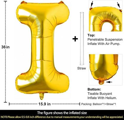 Lovoir 40 Inch Large Gold Letter I Balloons Big Size Jumbo Mylar Foil Helium - Image 2