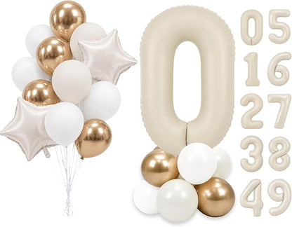 PartyWoo Number Balloons 40 Inch White Number 0 Kit 25pcs by PartyWoo