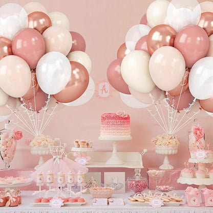 Pink White Balloons Rose Gold Blush White Balloon 60pcs 12inch Latex Helium - Image 8