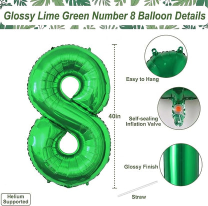 Green Number 8 Balloon 40 Inch, Lustrous Foil - Image 4