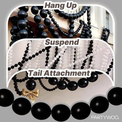 PartyWoo Black Linking Balloons 100pcs 6 Inch Black Link Balloons | - Image 6