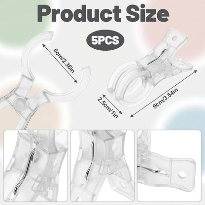 5 Pack Large Balloon Arch Clips, 3.5 Inch Clear Plastic Spring Clamps - Image 2