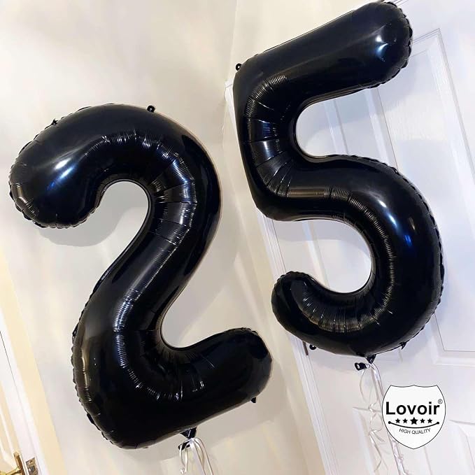 Black 25 Number Balloons, 40 Inch Giant Number 25 Balloons Foil Mylar Helium - Image 6
