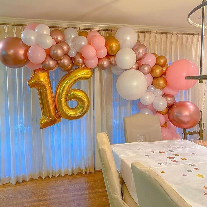 Gold 16 Number Balloons, 40 Inch Giant Number 16 Balloons Foil Mylar Helium - Image 4