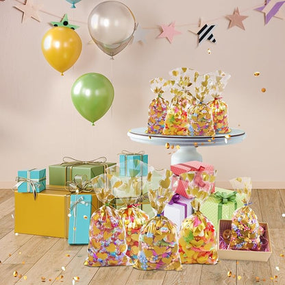 COQOFA 100Pcs 7X12IN Gold Heart Cello Cellophane Treat Bags Gift Party Favor - Image 6