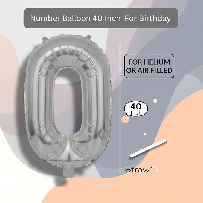 Black Number Balloon 0 Mylar Foil Balloons 40 inch - Image 8