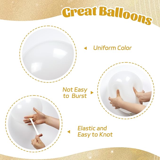 60pcs Gold and White Balloons 12inch - Image 3