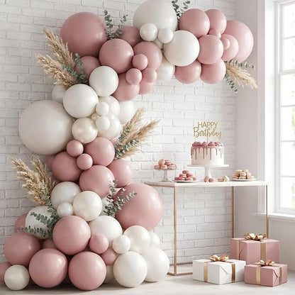 RUBFAC 135pcs Dusty Pink Balloons, Latex Boho Blush Pink Balloon Different - Image 7