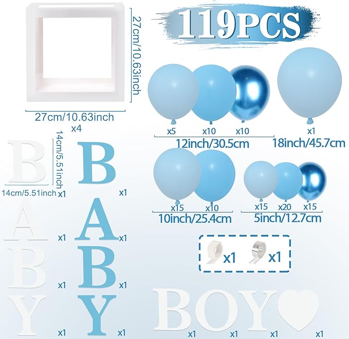 DataMoon Blue Baby Shower Decorations - Image 4
