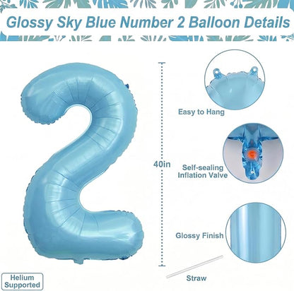 Pearlescent Blue Number 2 Balloon 40 Inch, Shiny Foil - Image 4