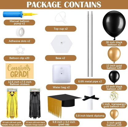 2 Sets 2026 Graduation Party Decorations 6.6ft Balloon Column Stand Kits Height - Image 2