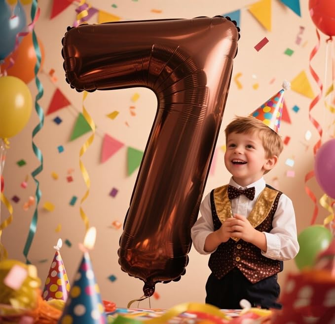 Number Balloons 7 Balloon Brown - Image 2