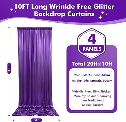 20ftx10ft Shimmer Purple Sequin Backdrop Curtain - Image 6