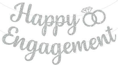 BEISHIDA Glitter Happy Engagement Banner-No DIY, Engagement Party Decorations by Beishida