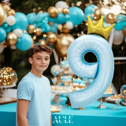 AULE 40 Inch Big Light Blue 9 Balloon Number - Image 4