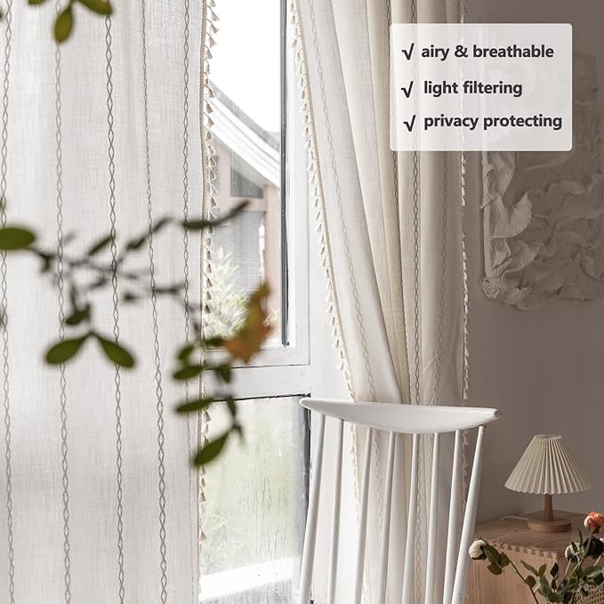 Boho Linen Curtains Off White - Image 5