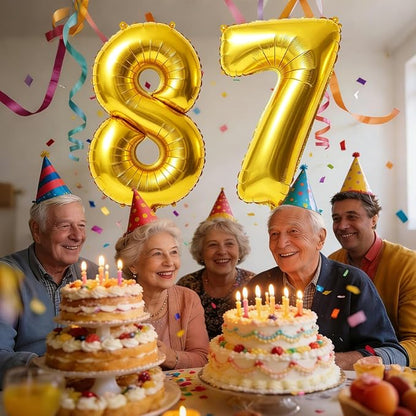40 Inch Number 87 Balloons for 87th Birthday Party Decorations, 0-100 Gold - Image 2