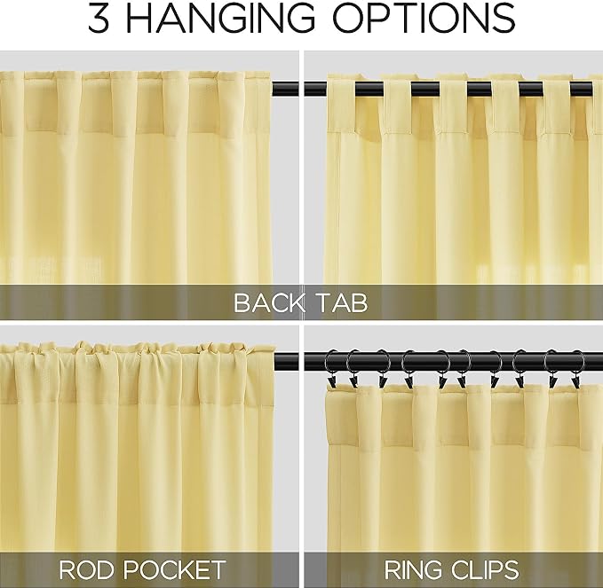 Yellow Linen Curtains 63 Inches Long - Image 3