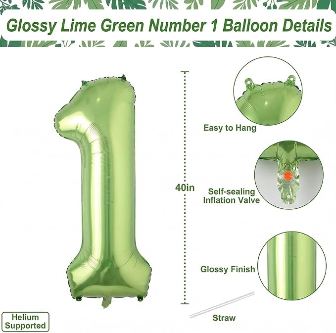 Light Green Number 11 Balloon 40 Inch, Glossy Foil Twin Digit Party Supplies | - Image 4