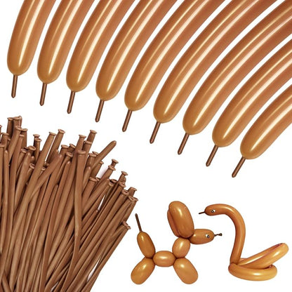 100Pcs 260 Balloons Brown Long Balloons by KUULBELAballoons